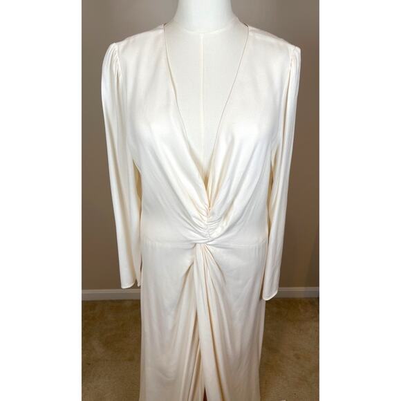 Reformation Gatsby Long Sleeve Plunging V Neckline Draped Maxi Dress Sz 16 - Picture 4 of 10